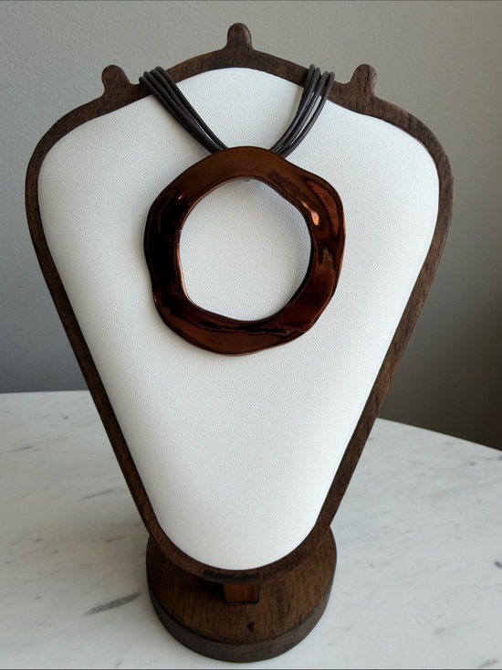 Chico's Jewelry - Chico’s Art Deco Dark Copper Circle Pendant Necklace- Vintage